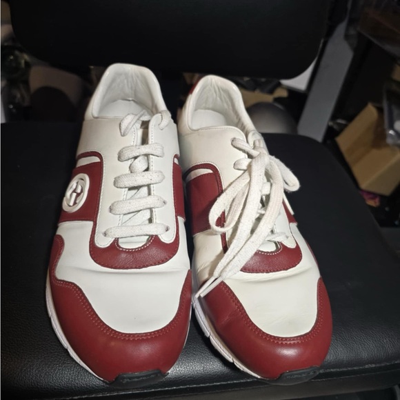Gucci White and Red Leather Sneakers 37.5 - Picture 6 of 9